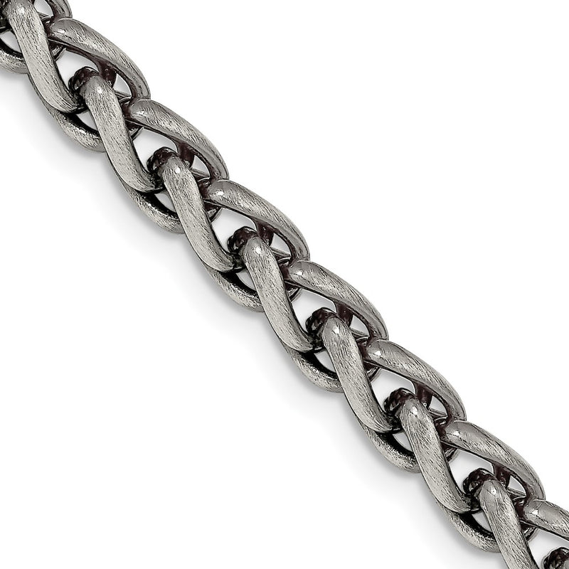 24 Inch Sterling Silver Antiqued 6mm Round Spiga Chain Necklace