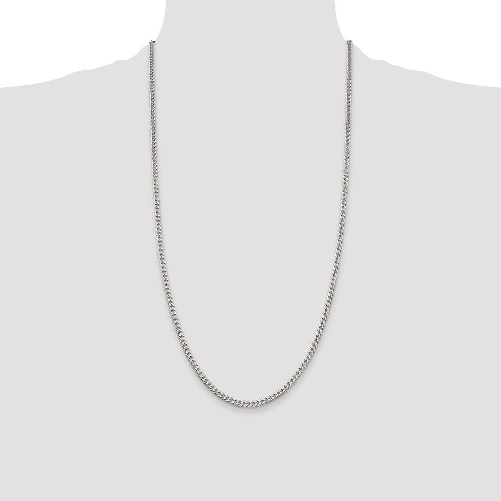 28 Inch Sterling Silver Polished 3.15mm Curb Chain Necklace