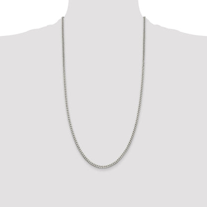 28 Inch Sterling Silver Polished 3.15mm Curb Chain Necklace
