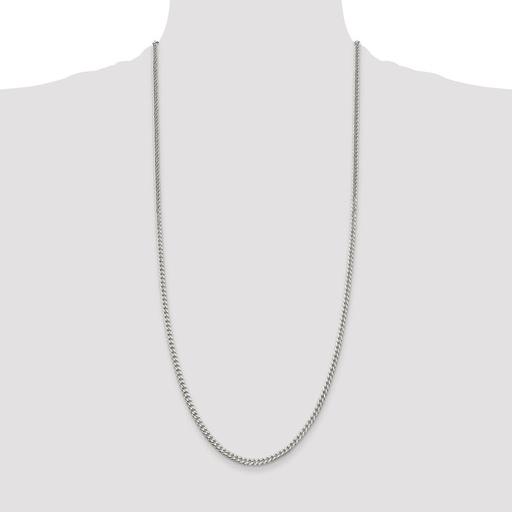 30 Inch Sterling Silver Polished 3.15mm Curb Chain Necklace