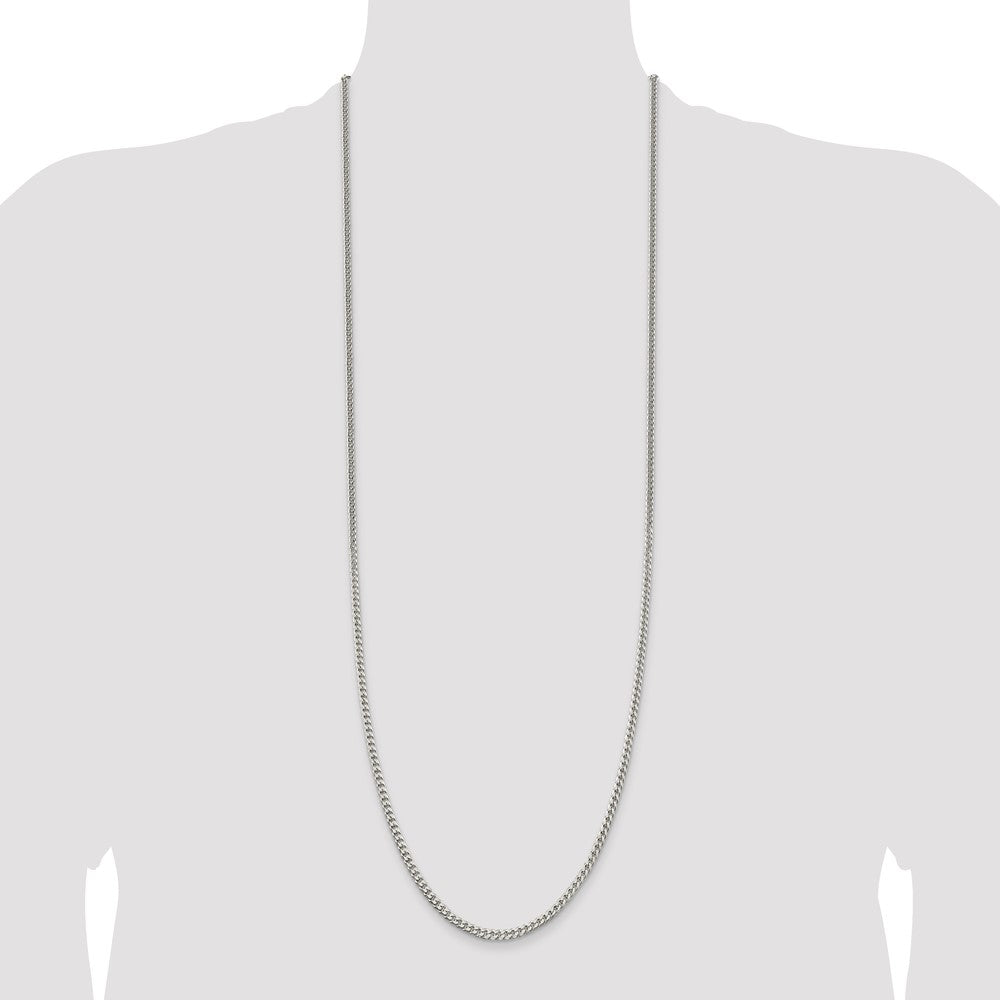 36 Inch Sterling Silver Polished 3.15mm Curb Chain Necklace