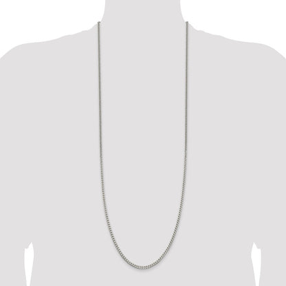 36 Inch Sterling Silver Polished 3.15mm Curb Chain Necklace