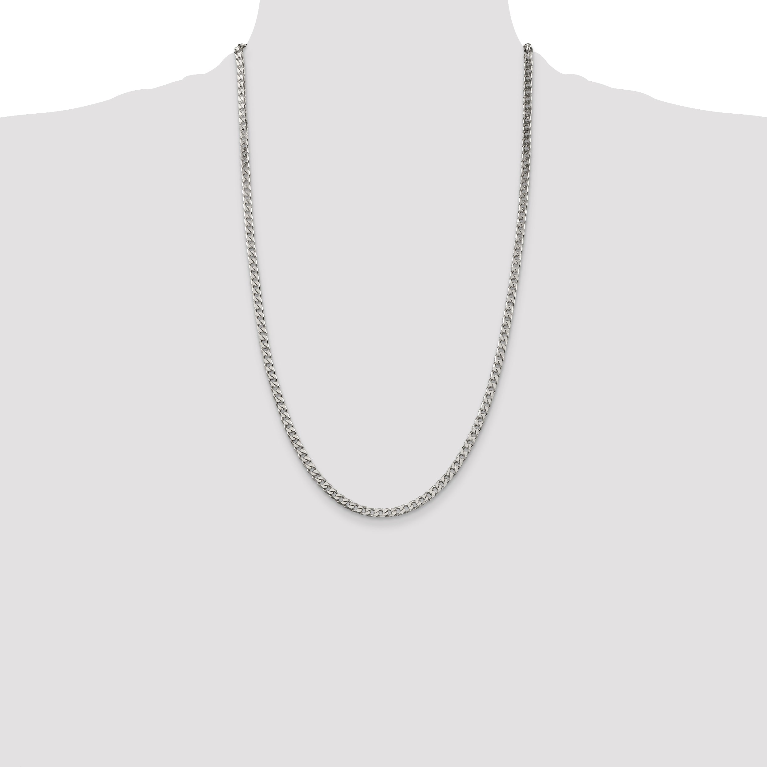 26 Inch Sterling Silver Polished 3.5mm Curb Chain