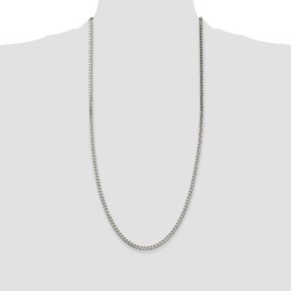 30 Inch Sterling Silver Polished 3.5mm Curb Chain Necklace