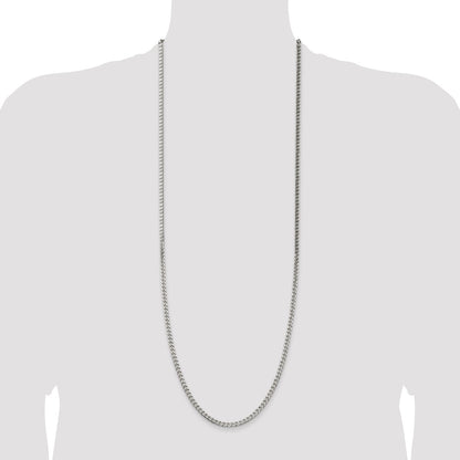 36 Inch Sterling Silver Polished 3.5mm Curb Chain Necklace