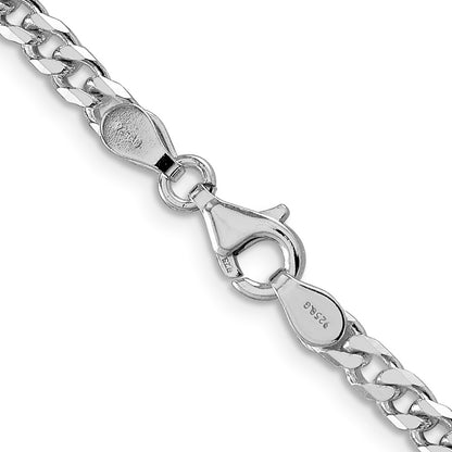 Sterling Silver Rhodium-Plated Polished 3.5mm Curb Chain