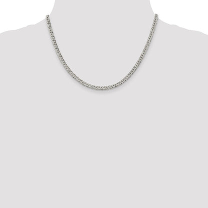 18 Inch Sterling Silver 4.25mm 6 Side D/C Flat Double Curb Chain Necklace
