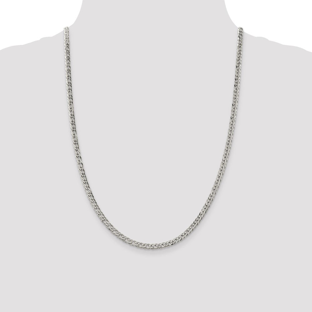 24 Inch Sterling Silver 4.25mm 6 Side D/C Flat Double Curb Chain Necklace