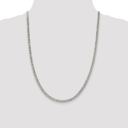 24 Inch Sterling Silver 4.25mm 6 Side D/C Flat Double Curb Chain Necklace
