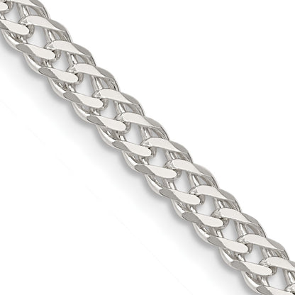20 Inch Sterling Silver 4.25mm 6 Side D/C Flat Double Curb Chain Necklace