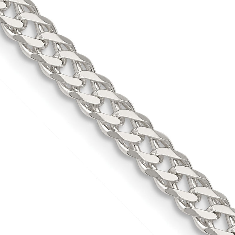 20 Inch Sterling Silver 4.25mm 6 Side D/C Flat Double Curb Chain Necklace