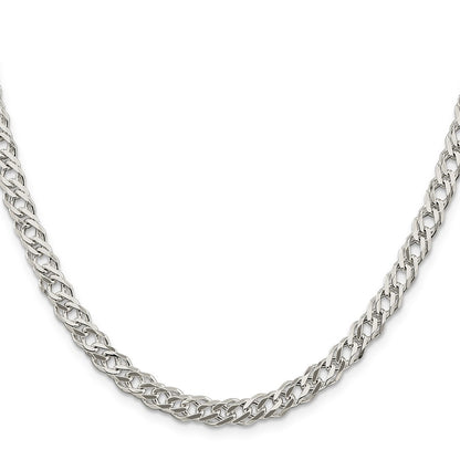 24 Inch Sterling Silver 5.65mm 6 Side D/C Flat Double Curb Chain Necklace