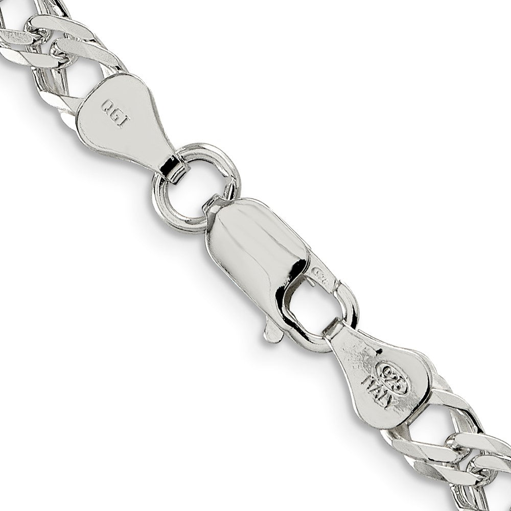 24 Inch Sterling Silver 5.65mm 6 Side D/C Flat Double Curb Chain Necklace