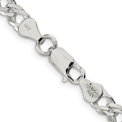 24 Inch Sterling Silver 5.65mm 6 Side D/C Flat Double Curb Chain Necklace