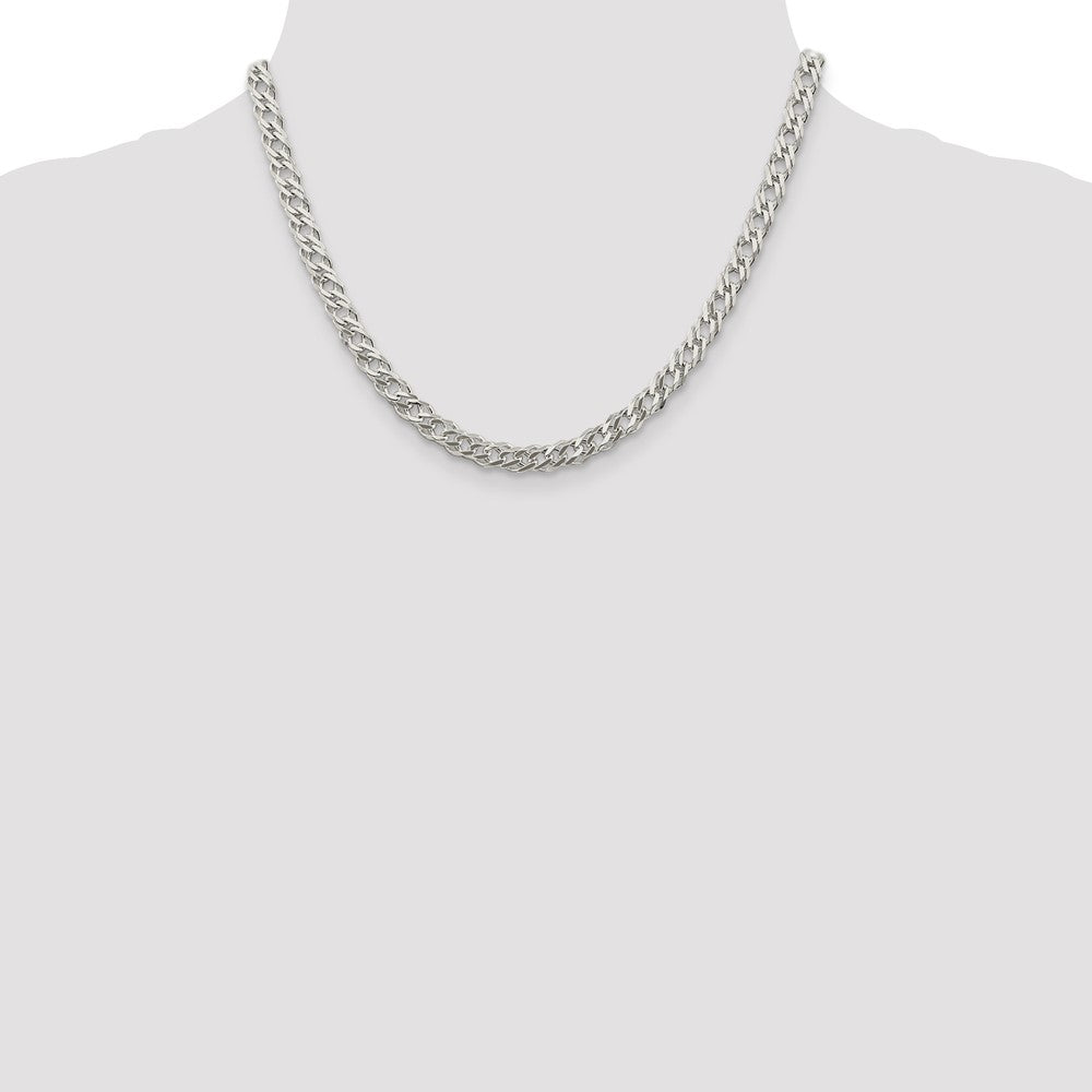 18 Inch Sterling Silver 5.65mm 6 Side D/C Flat Double Curb Chain Necklace