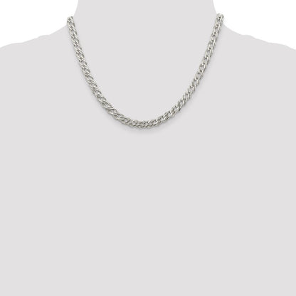 18 Inch Sterling Silver 5.65mm 6 Side D/C Flat Double Curb Chain Necklace
