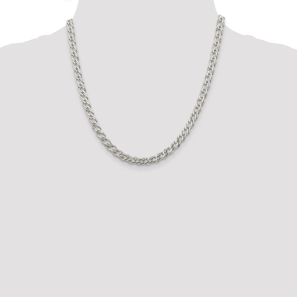 20 Inch Sterling Silver 5.65mm 6 Side D/C Flat Double Curb Chain Necklace