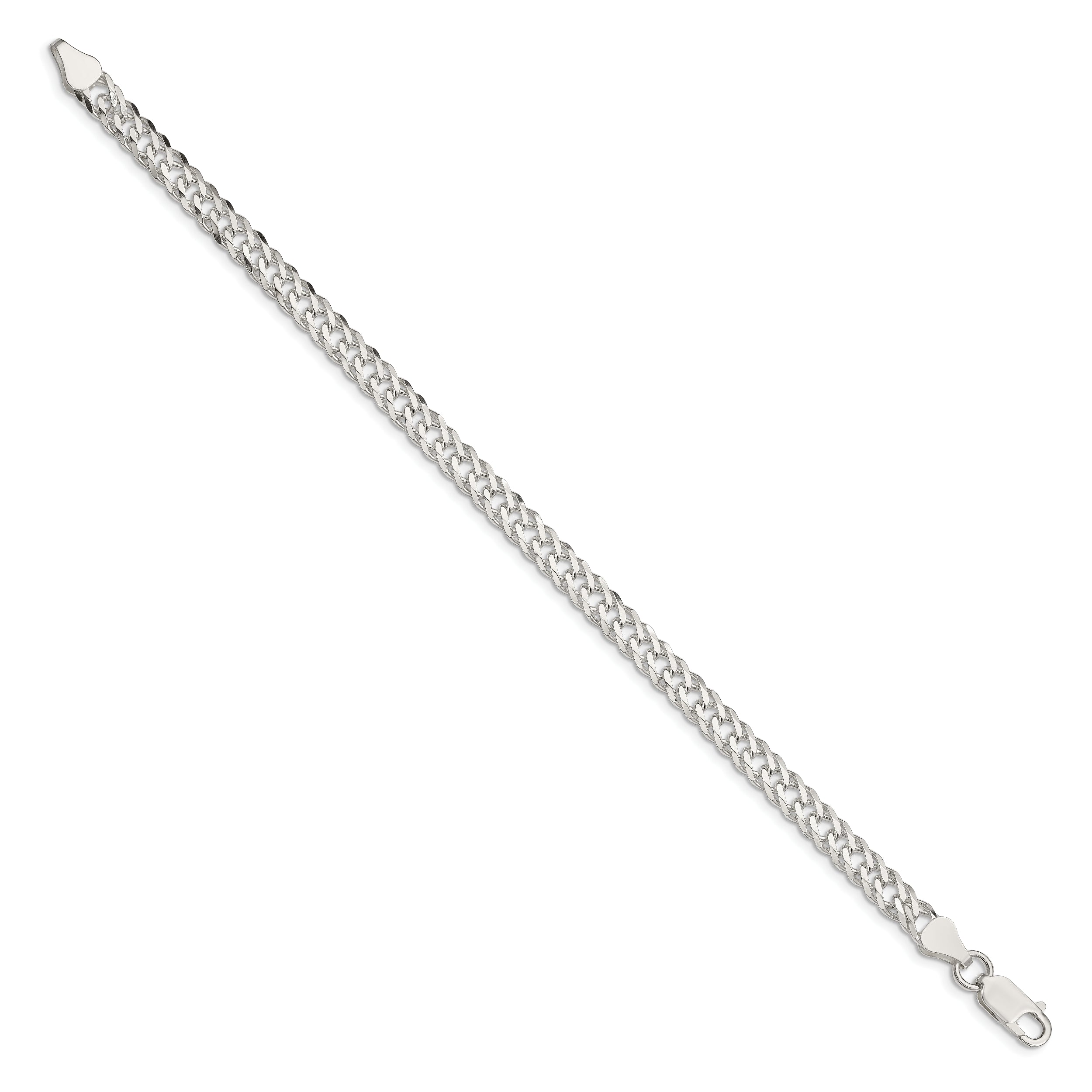 7 Inch Sterling Silver 5.65mm 6 Side D/C Flat Double Curb Chain