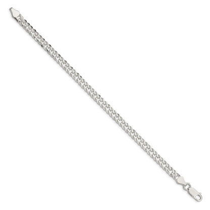 8 Inch Sterling Silver 5.65mm 6 Side D/C Flat Double Curb Chain Bracelet