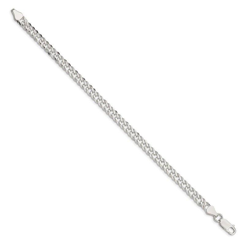 8 Inch Sterling Silver 5.65mm 6 Side D/C Flat Double Curb Chain Bracelet