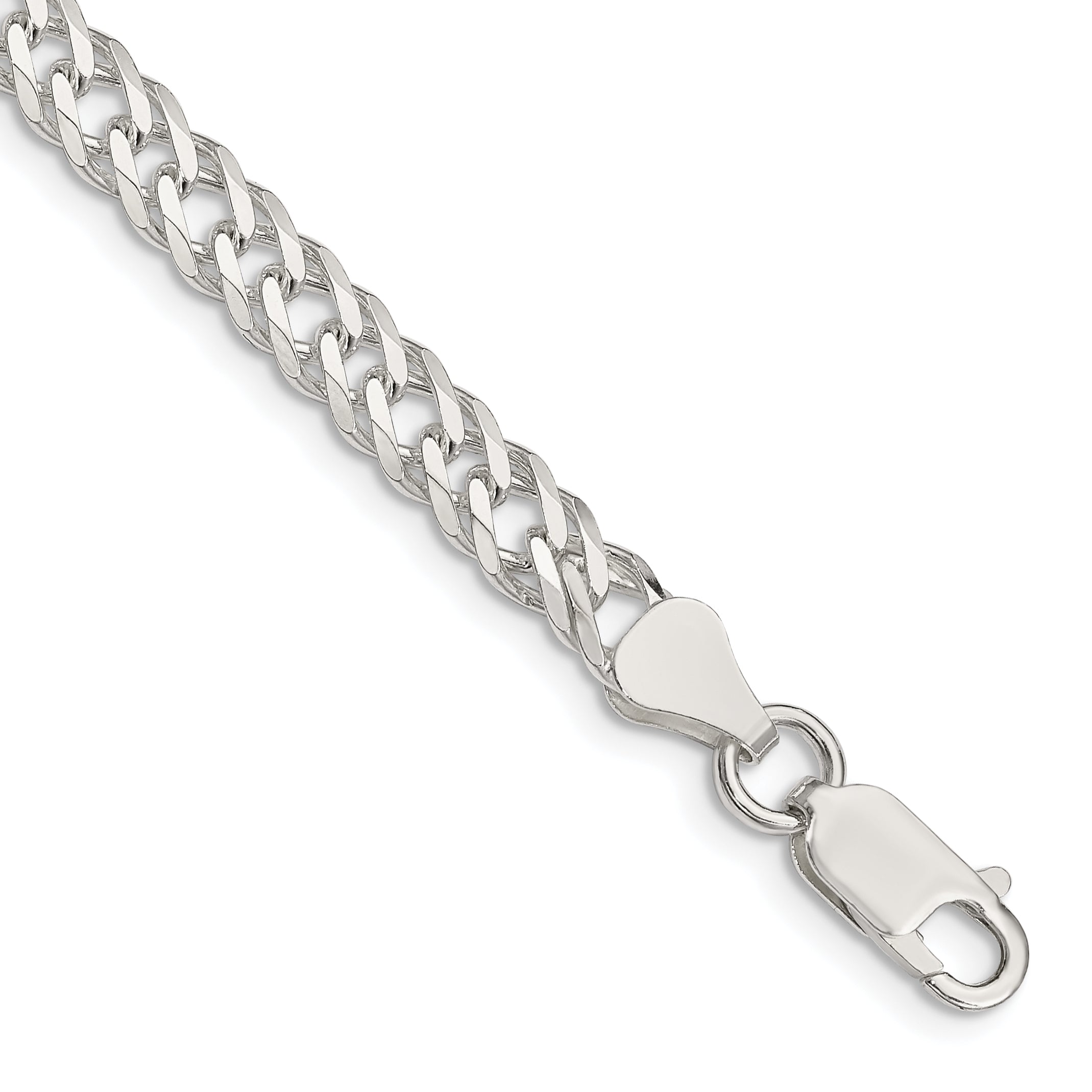 7 Inch Sterling Silver 5.65mm 6 Side D/C Flat Double Curb Chain