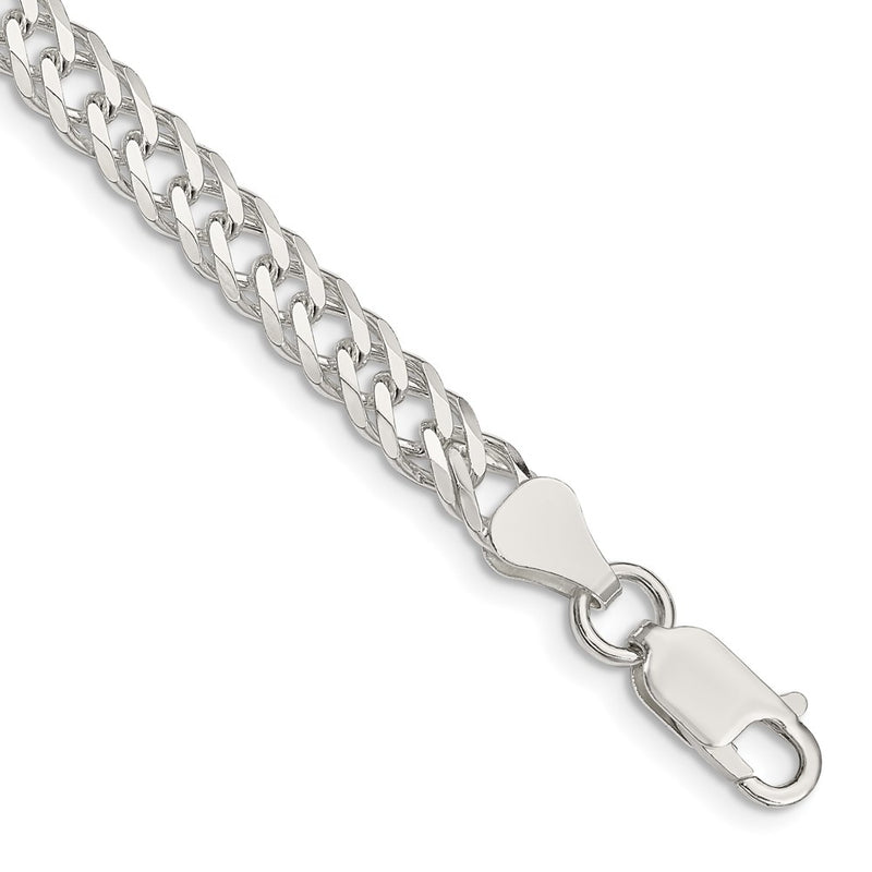 8 Inch Sterling Silver 5.65mm 6 Side D/C Flat Double Curb Chain Bracelet