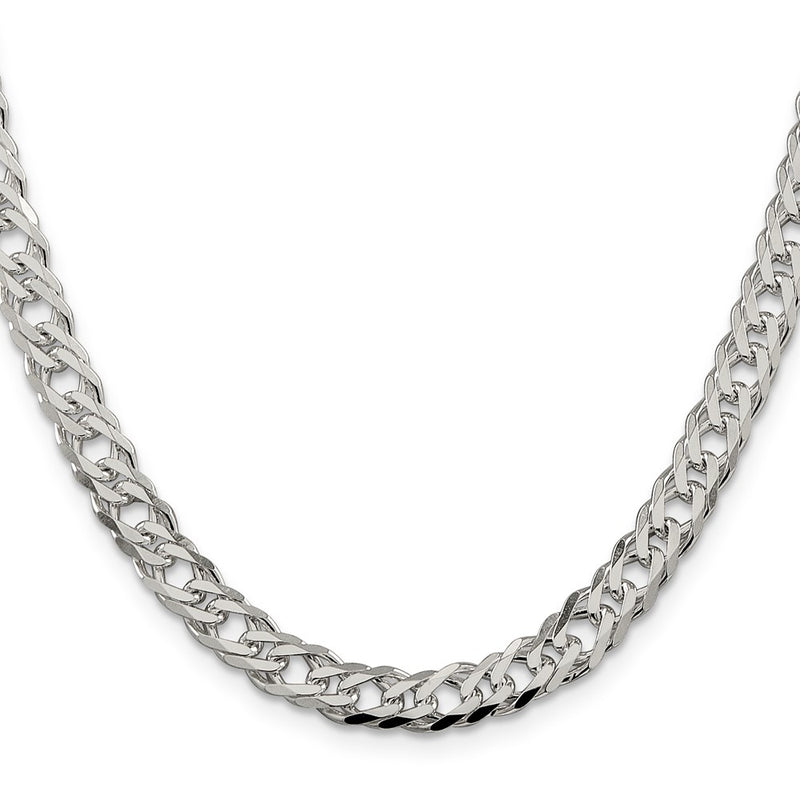 18 Inch Sterling Silver 6.25mm 6 Side D/C Flat Double Curb Chain Necklace