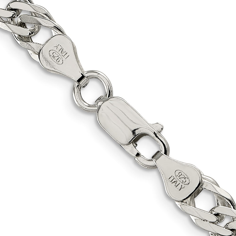 24 Inch Sterling Silver 6.25mm 6 Side D/C Flat Double Curb Chain Necklace