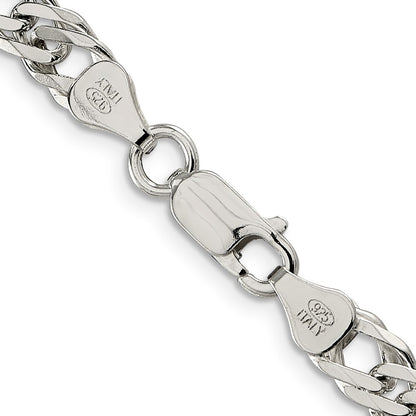 18 Inch Sterling Silver 6.25mm 6 Side D/C Flat Double Curb Chain Necklace