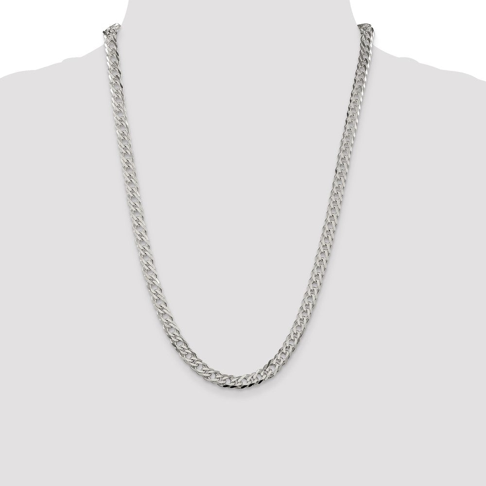 24 Inch Sterling Silver 6.25mm 6 Side D/C Flat Double Curb Chain Necklace