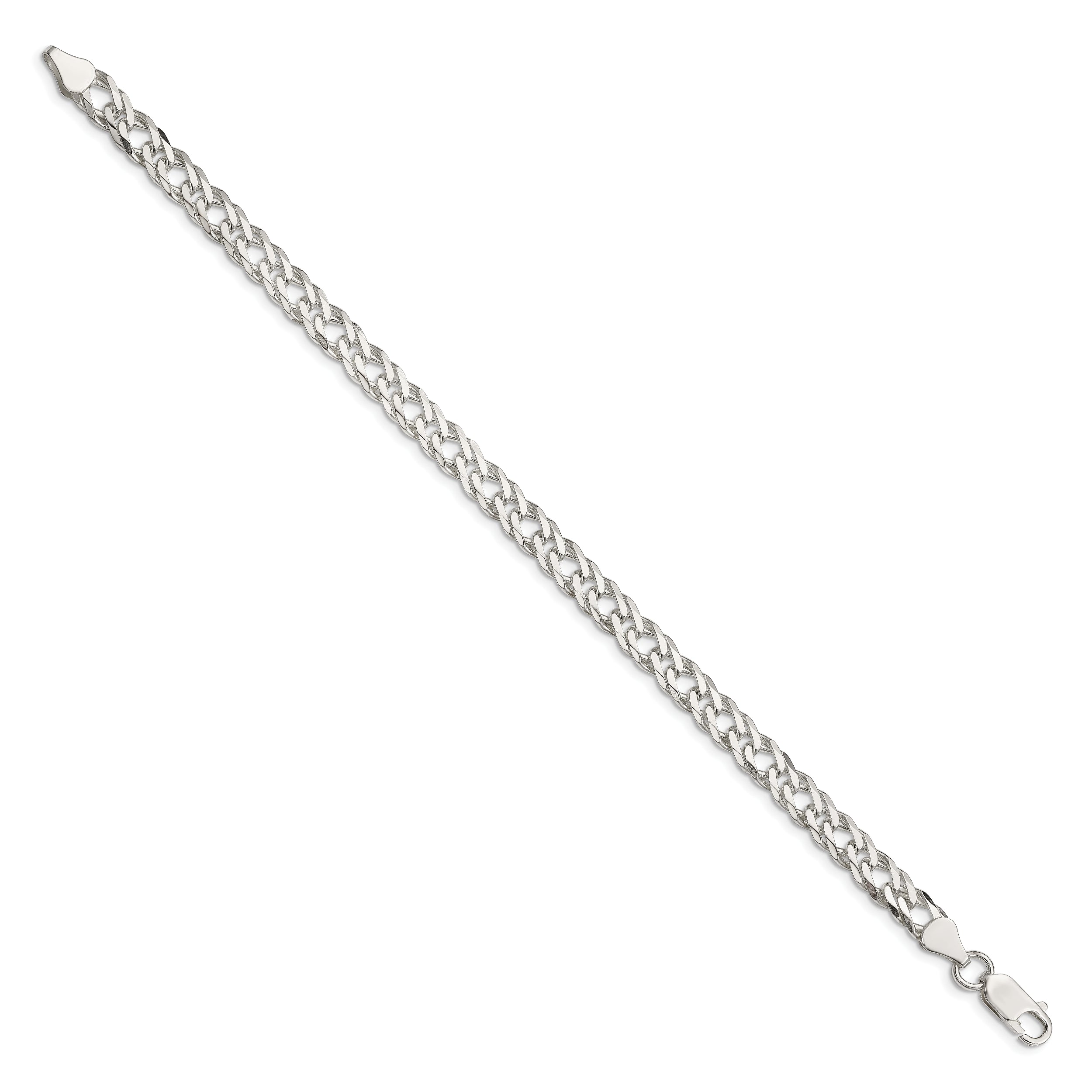 7 Inch Sterling Silver 6.25mm 6 Side D/C Flat Double Curb Chain