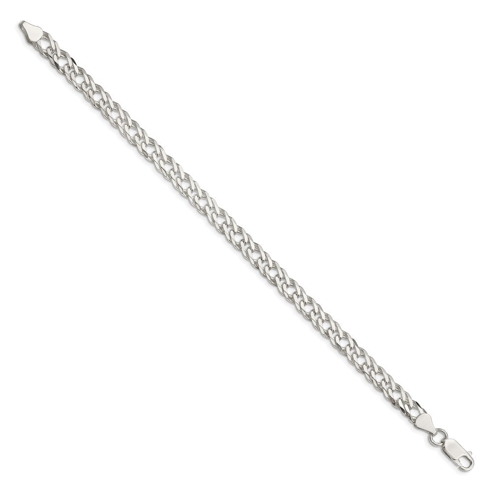 7 Inch Sterling Silver 6.25mm 6 Side D/C Flat Double Curb Chain Bracelet