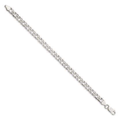 7 Inch Sterling Silver 6.25mm 6 Side D/C Flat Double Curb Chain Bracelet