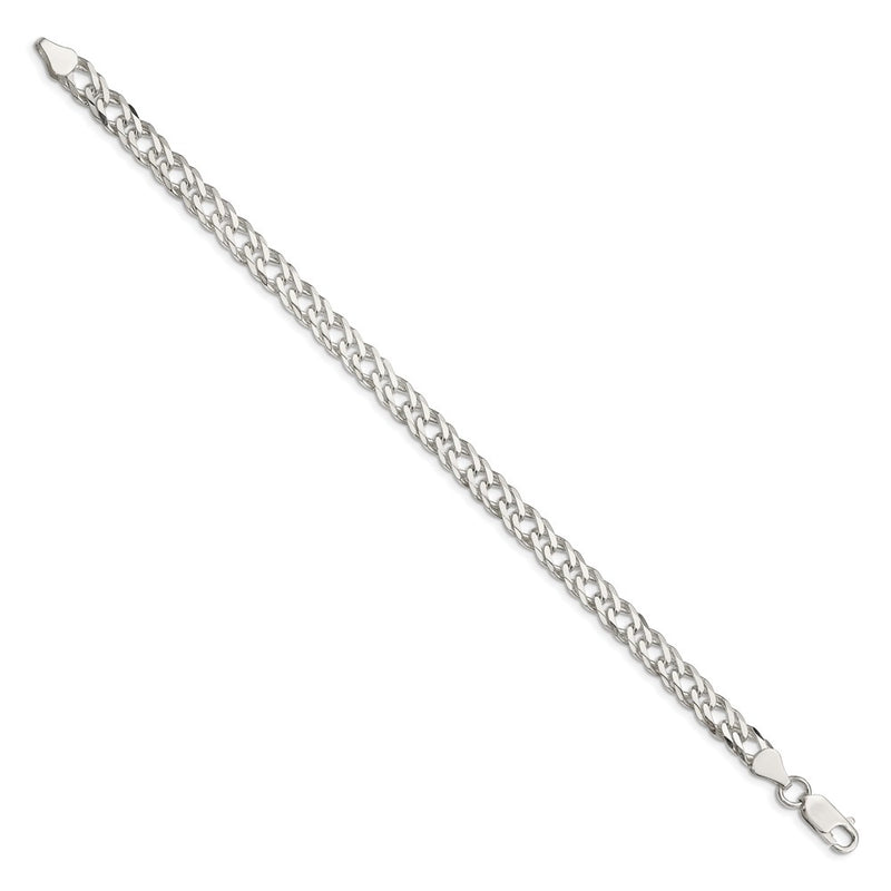 7 Inch Sterling Silver 6.25mm 6 Side D/C Flat Double Curb Chain Bracelet