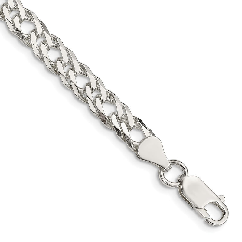 8 Inch Sterling Silver 6.25mm 6 Side D/C Flat Double Curb Chain Bracelet