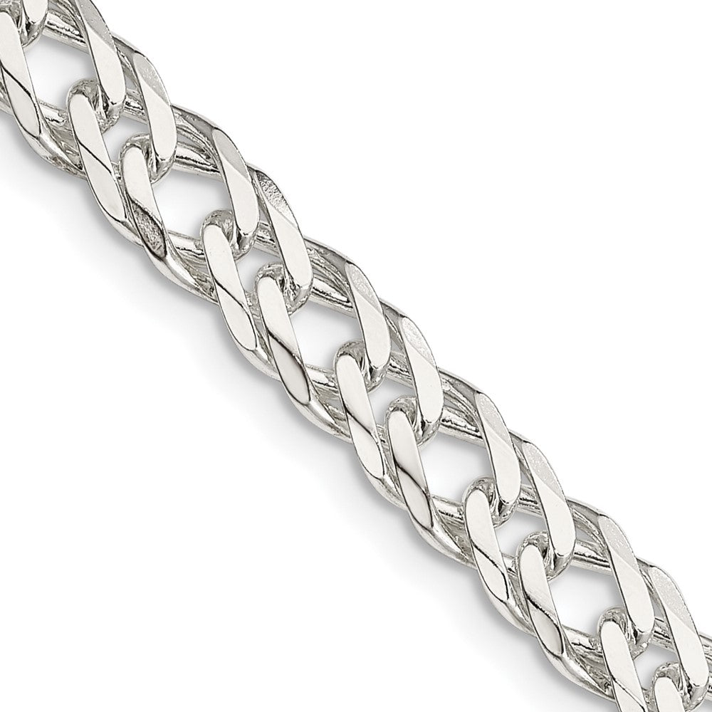 20 Inch Sterling Silver 6.25mm 6 Side D/C Flat Double Curb Chain Necklace