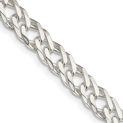 20 Inch Sterling Silver 6.25mm 6 Side D/C Flat Double Curb Chain Necklace