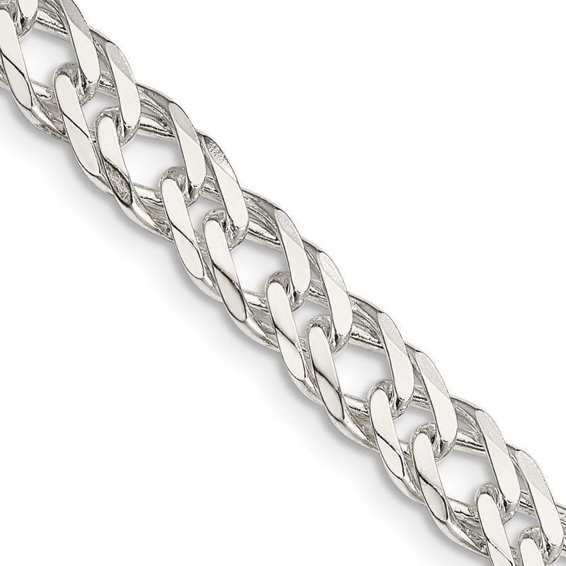 20 Inch Sterling Silver 6.25mm 6 Side D/C Flat Double Curb Chain Necklace