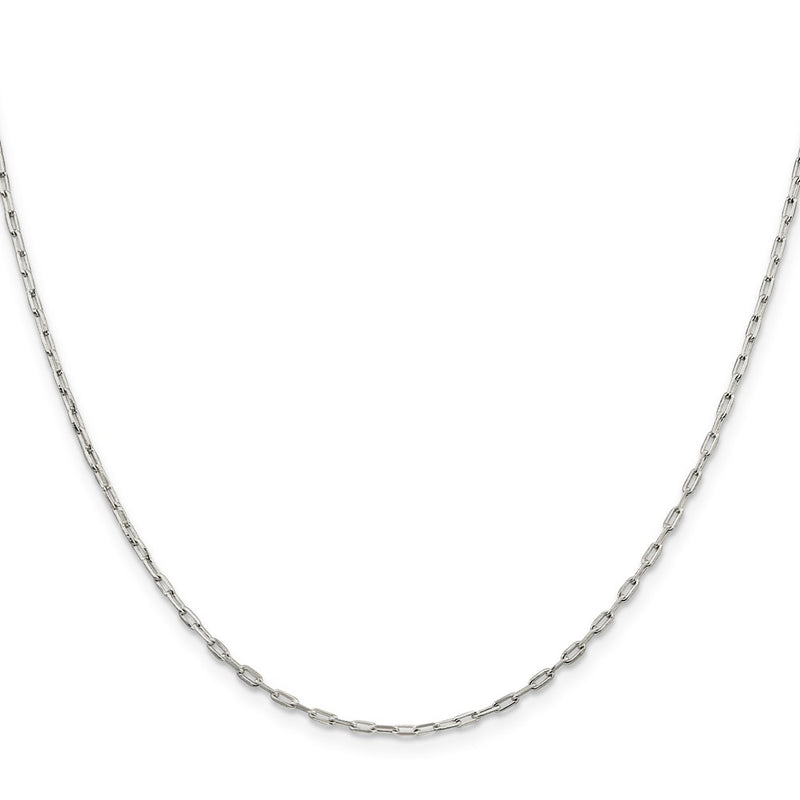 20 Inch Sterling Silver 1.75mm Elongated Open Link Chain Necklace