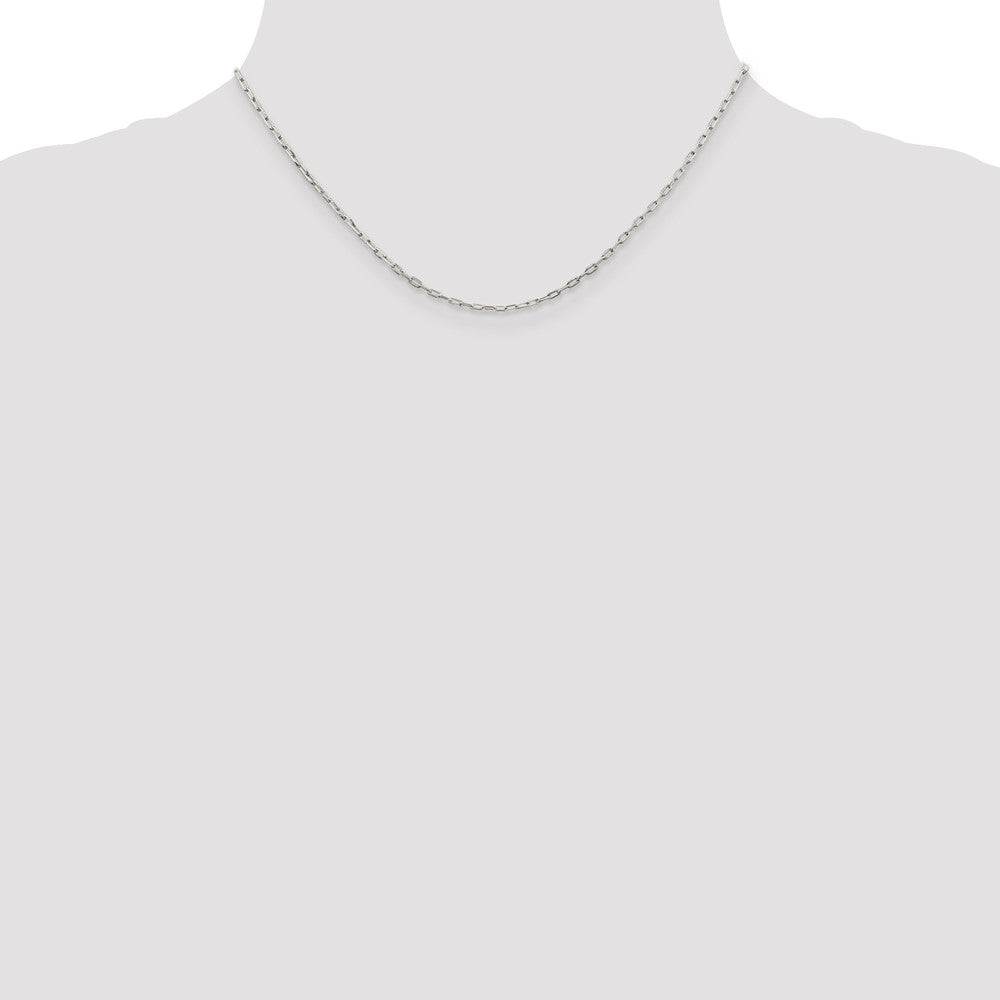 16 Inch Sterling Silver 1.75mm Elongated Open Link Chain Necklace