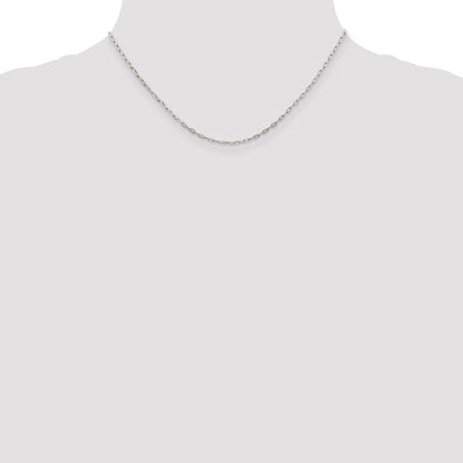 16 Inch Sterling Silver 1.75mm Elongated Open Link Chain Necklace