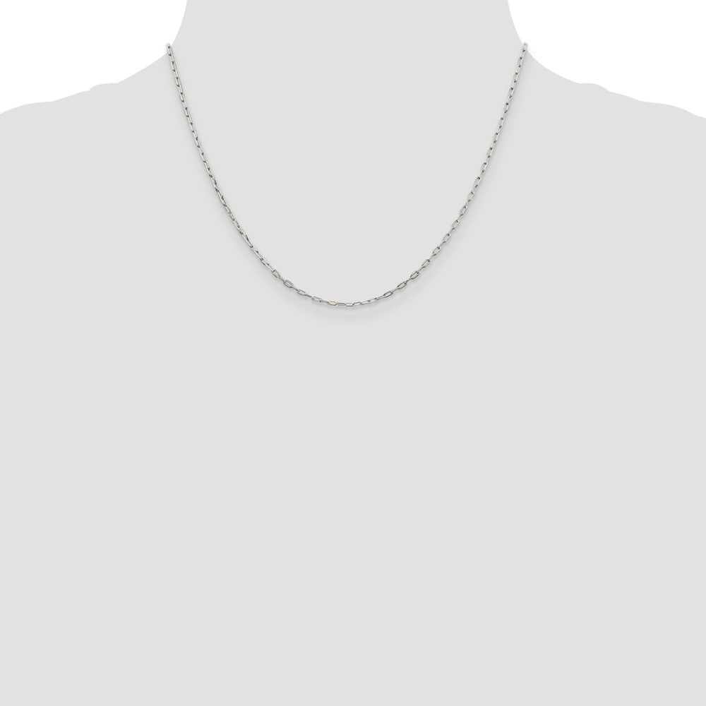 18 Inch Sterling Silver 1.75mm Elongated Open Link Chain Necklace