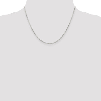 18 Inch Sterling Silver 1.75mm Elongated Open Link Chain Necklace