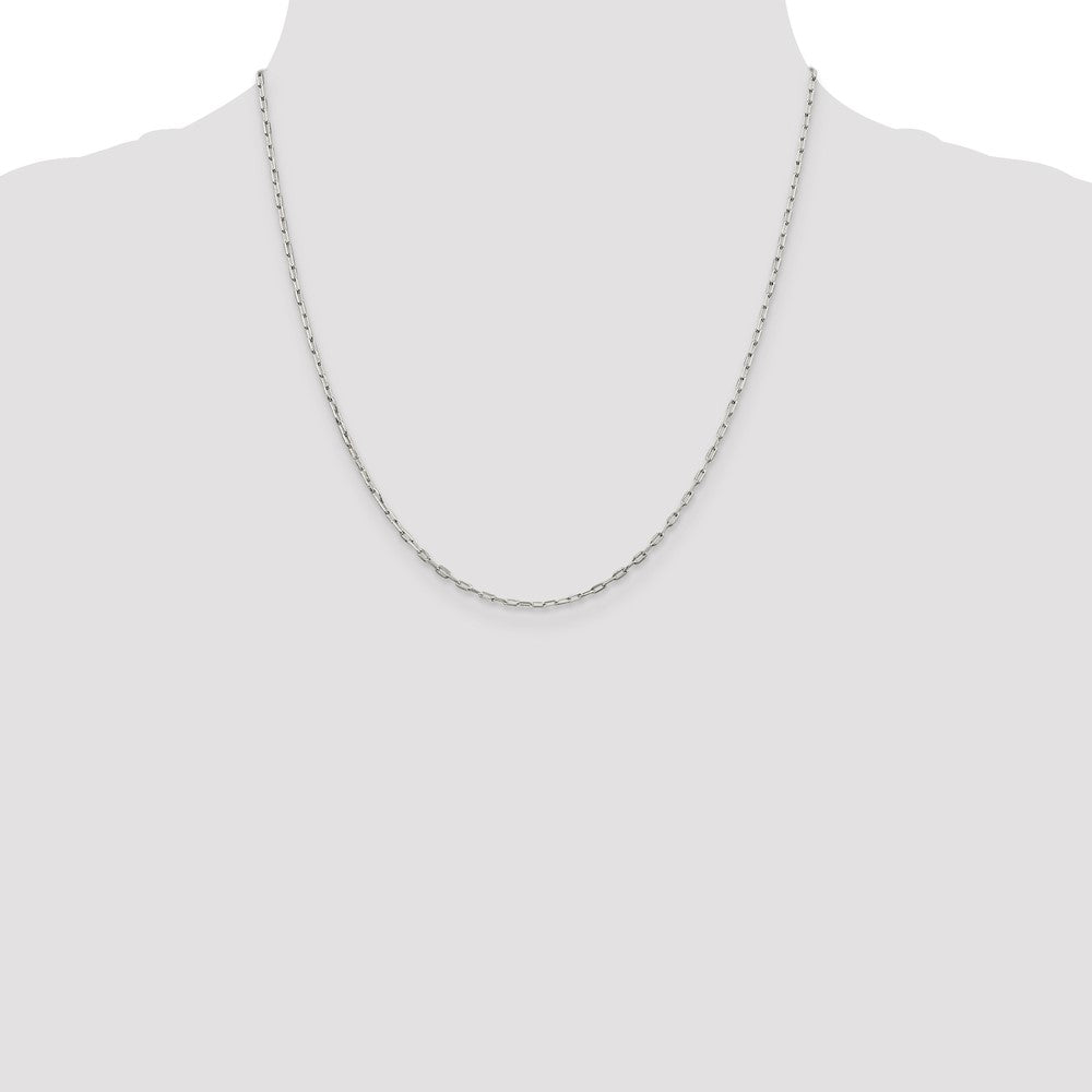 20 Inch Sterling Silver 1.75mm Elongated Open Link Chain Necklace