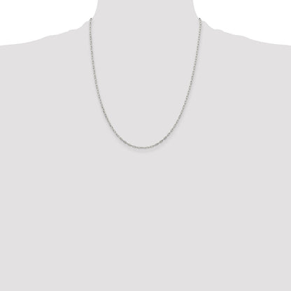 22 Inch Sterling Silver 1.75mm Elongated Open Link Chain Necklace
