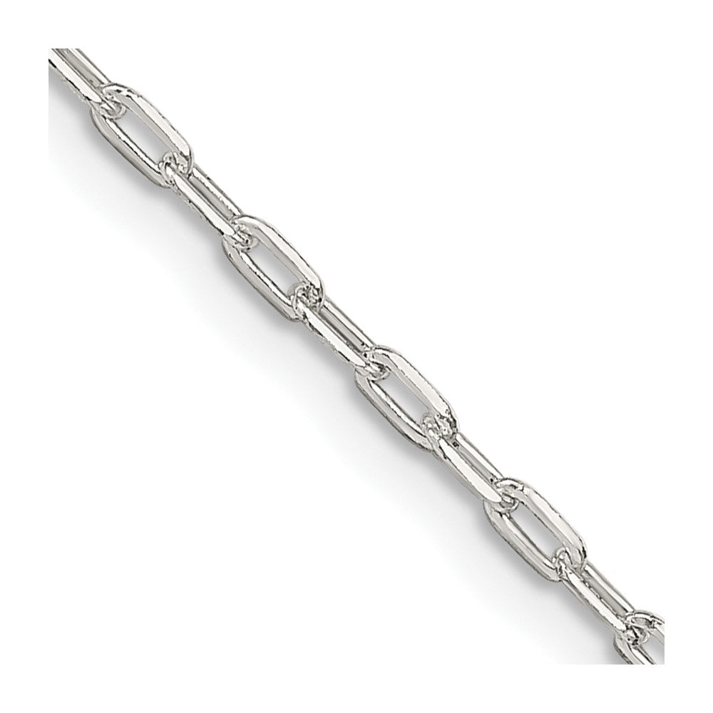 24 Inch Sterling Silver 1.75mm Elongated Open Link Chain Necklace