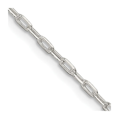 24 Inch Sterling Silver 1.75mm Elongated Open Link Chain Necklace