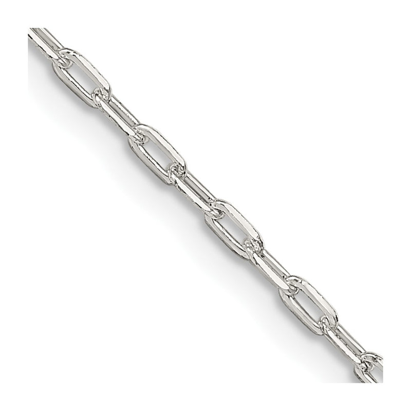 20 Inch Sterling Silver 1.75mm Elongated Open Link Chain Necklace