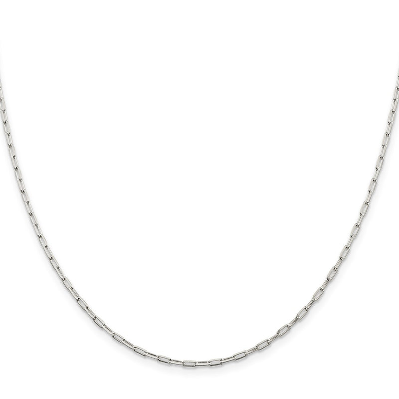 26 Inch Sterling Silver 2mm Elongated Open Link Chain Necklace