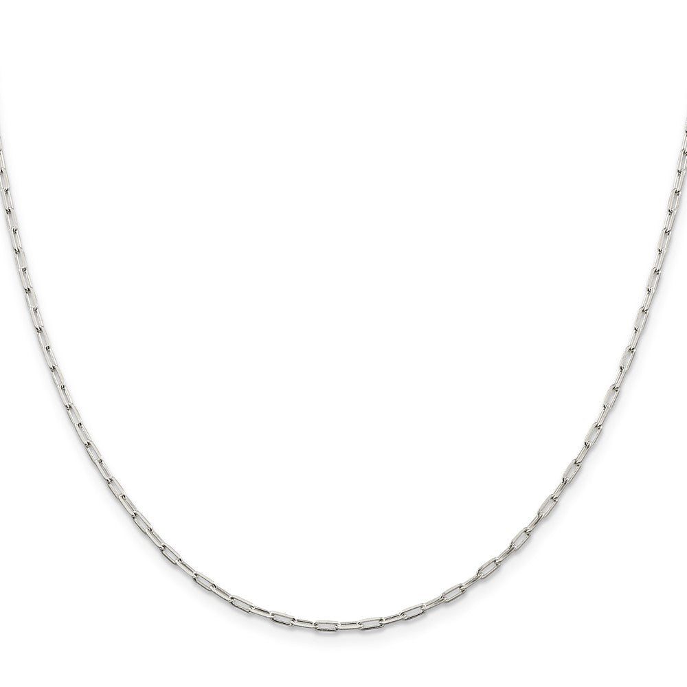 24 Inch Sterling Silver 2mm Elongated Open Link Chain Necklace
